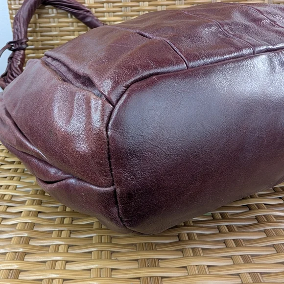 Donald J Pliner Purple Burgundy Soft Leather Hobo Shoulder Bag Purse - Picture 7 of 13